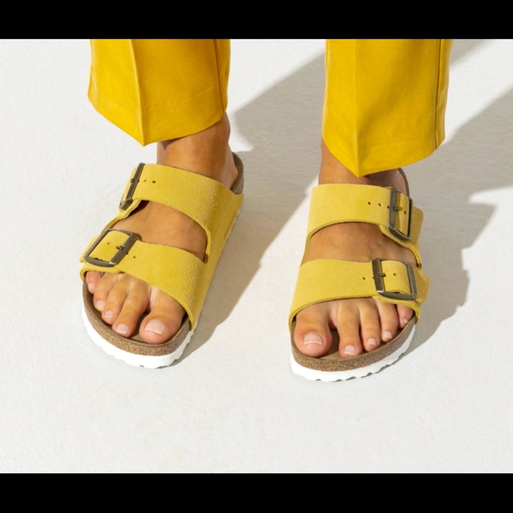 Birkenstock Arizona sandals in ochre